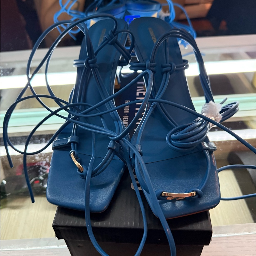 PrettyLittleThing blue Strappy Heels